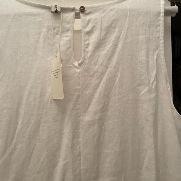 White Asymmetrical Linen Dress - Picture 6 of 6